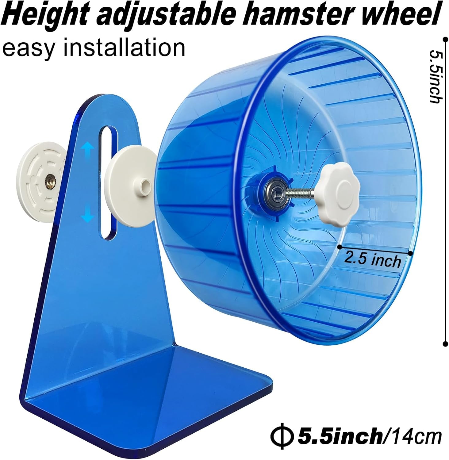 Hamster Wheel,Silent Wheel,Super Silent Hamster Exercise Wheels,Silent Hamster Wheel,Adjustable Stand Hamsters Exercise Wheels,Quiet Rat Wheel (Φ 5.5 Inch, Blue)