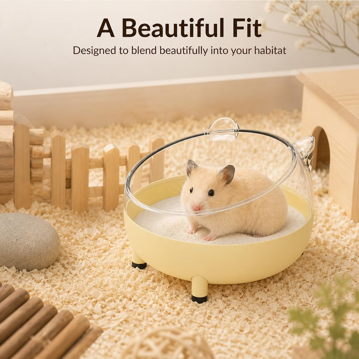 Hamster Sand Bath Container, Large Sandbox Toilet Gerbil Batheoom, Tiny Chinchilla Dust Bathtub Sand Bath Box for Hamster Cage Accessories 6.5 Inch - Blue