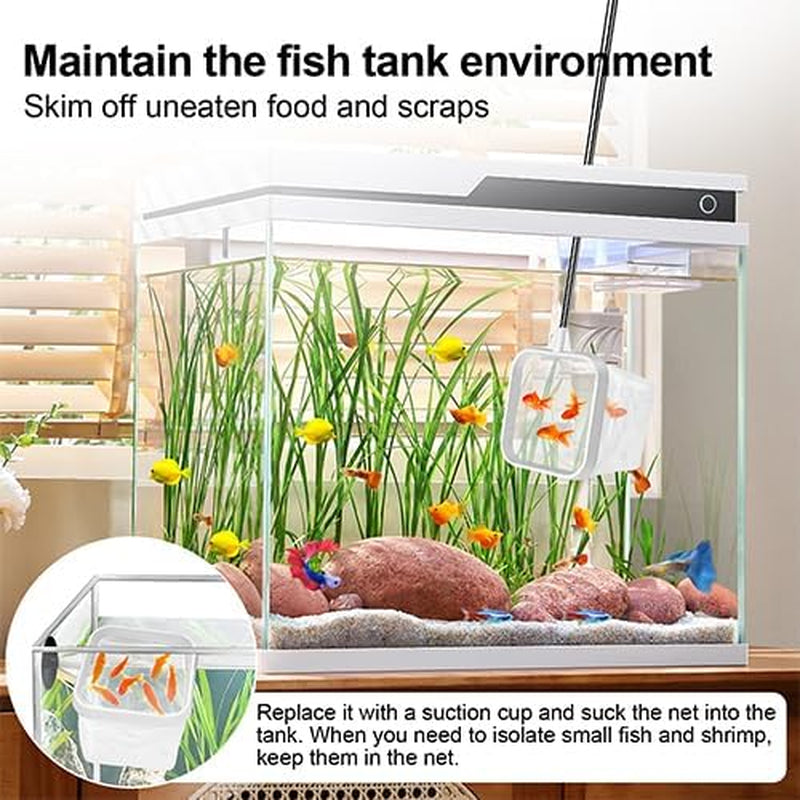 2-Pack White 3-Inch Aquarium Net – Small Fish Tank Tool for Shrimp & Bettas, Fast-Dry Mesh Scoop (Dual-Purpose Cleaner & Decor) by