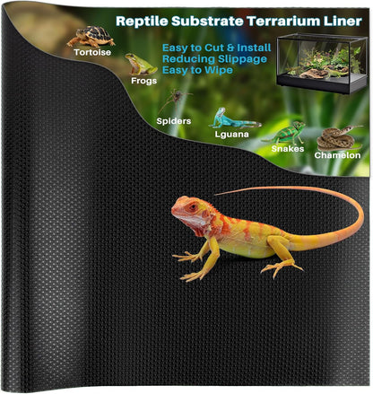 6.5 FT Reptile Substrate Mat - Reptile Carpet Mat Terrarium Bearded Dragon Tank Mat Reptile Tank Liner Bedding Accessories Substrate for Leopard Gecko Snake Tortoise Gecko Lizard (Black)