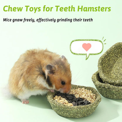 12 Pcs Hamster Edible Premium Timothy Hay Chew Bowl Rabbit Treats for Teeth Chewing Chinchilla Chew & Decor Toys for Syrian Dwarf Hamsters Gerbils Mice