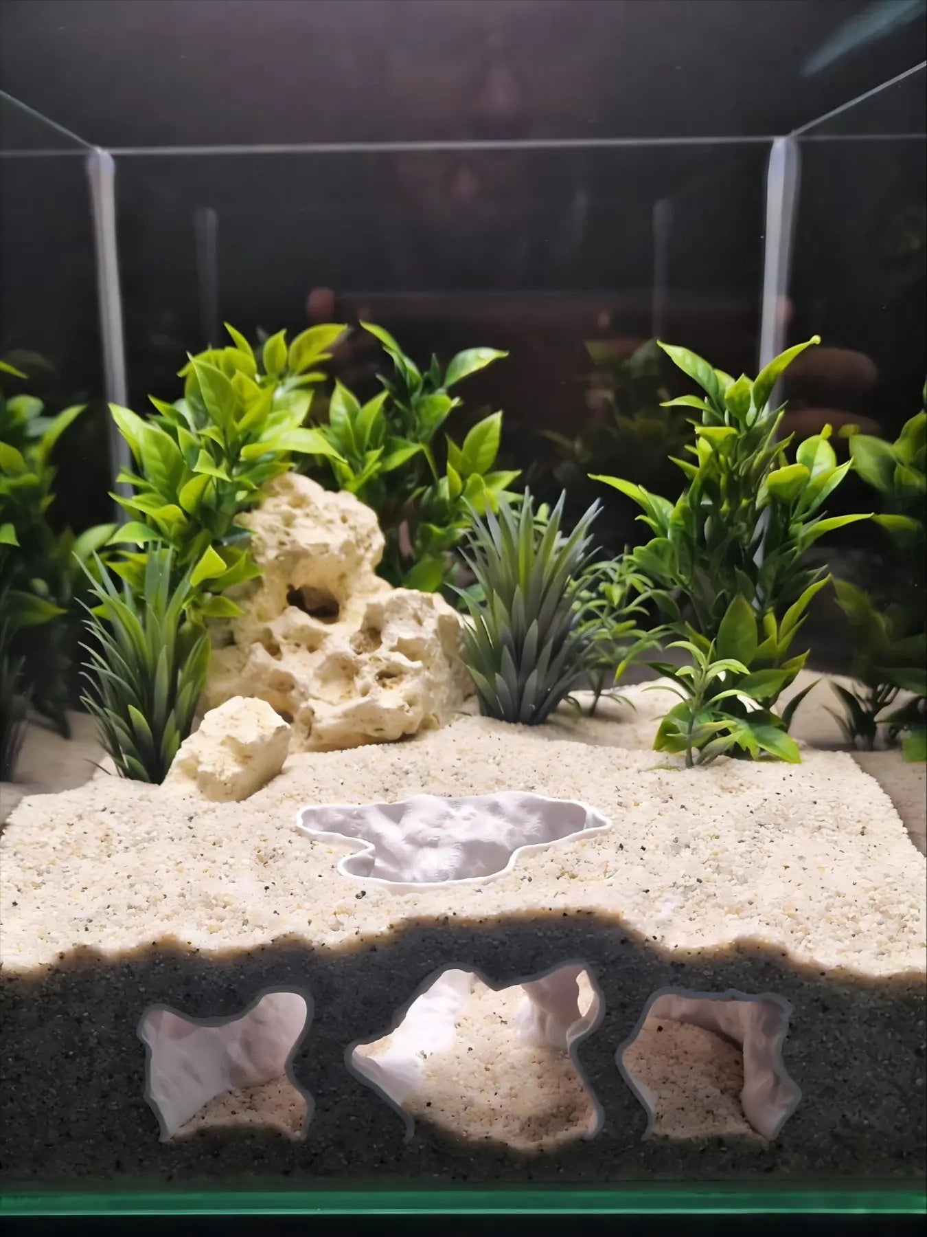 3D Printed Fish Tank Cave, Multi-Tunnel Escape Hideaway, Lava Texture, Betta Fish Tank Decor, Unique Aquatic Pet Habitat Decoration