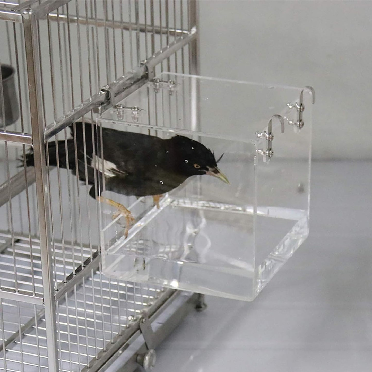 Bird Bath Cage, Cleaning Pet Supplies Cockatiel Bird Bathtub with Hanging Hooks for Little Bird Parrots Spacious Parakeets Portable Shower for Most Birdcage