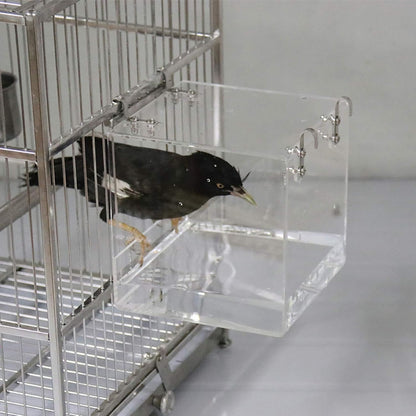 Bird Bath Cage, Cleaning Pet Supplies Cockatiel Bird Bathtub with Hanging Hooks for Little Bird Parrots Spacious Parakeets Portable Shower for Most Birdcage