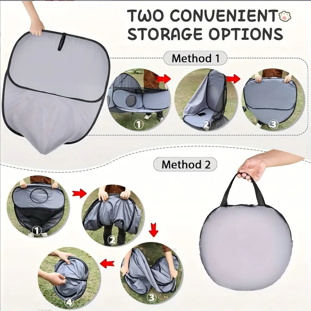 Portable Cat Tunnel Fence, Breathable Soft Tunnel, Indoor Outdoor Pet Enclosure, Cat Bed for Cats and Small Dogs, Includes Carry Bag