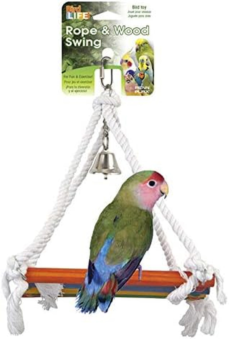Rope and Wood Platform Swing Bird Toy with Bell - BA1218