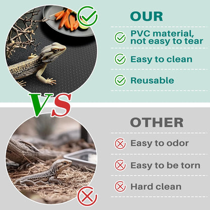 6.5 FT Reptile Substrate Mat - Reptile Carpet Mat Terrarium Bearded Dragon Tank Mat Reptile Tank Liner Bedding Accessories Substrate for Leopard Gecko Snake Tortoise Gecko Lizard (Black)