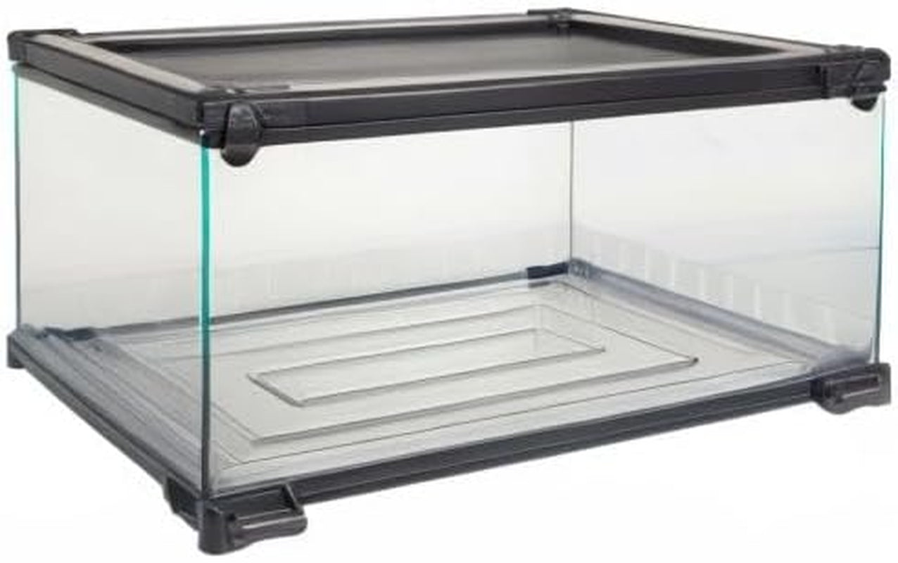 Quickbuild Reptile 10 Gallon Glass Terrarium Habitat with Bedding Tray for Geckos, Snakes, Lizards, Frogs, Turtles, and Tortoises, 20" X 12" X 10"