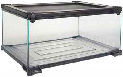 Quickbuild Reptile 10 Gallon Glass Terrarium Habitat with Bedding Tray for Geckos, Snakes, Lizards, Frogs, Turtles, and Tortoises, 20" X 12" X 10"