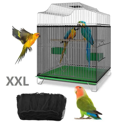 Bird Cage Cover, 360 Degrees Covering Bird Cage Mesh Net, Elastic Birdcage Cover, Soft Bird Seed Guard Skirt for Home, Bird Cage Accessories, Bird Cage Veil