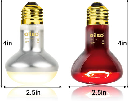 Reptile Heat Lamp Blub, 2Pack 75W Day & Night Reptile Heat Lamp,Uva Daylight Heat Basking Bulbs Infrared Heats Light Bulb for Reptiles Bearded Dragon Lizard Turtle