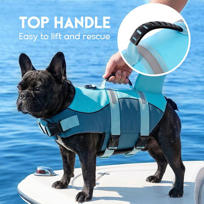 Dog Life Jacket - Pet Safety Vest for Swimming & Boating, Shark Life Jacket with Floatation, Dog Lifesavers Swimsuits for Small Medium Large Dogs (Deepblue, XL)