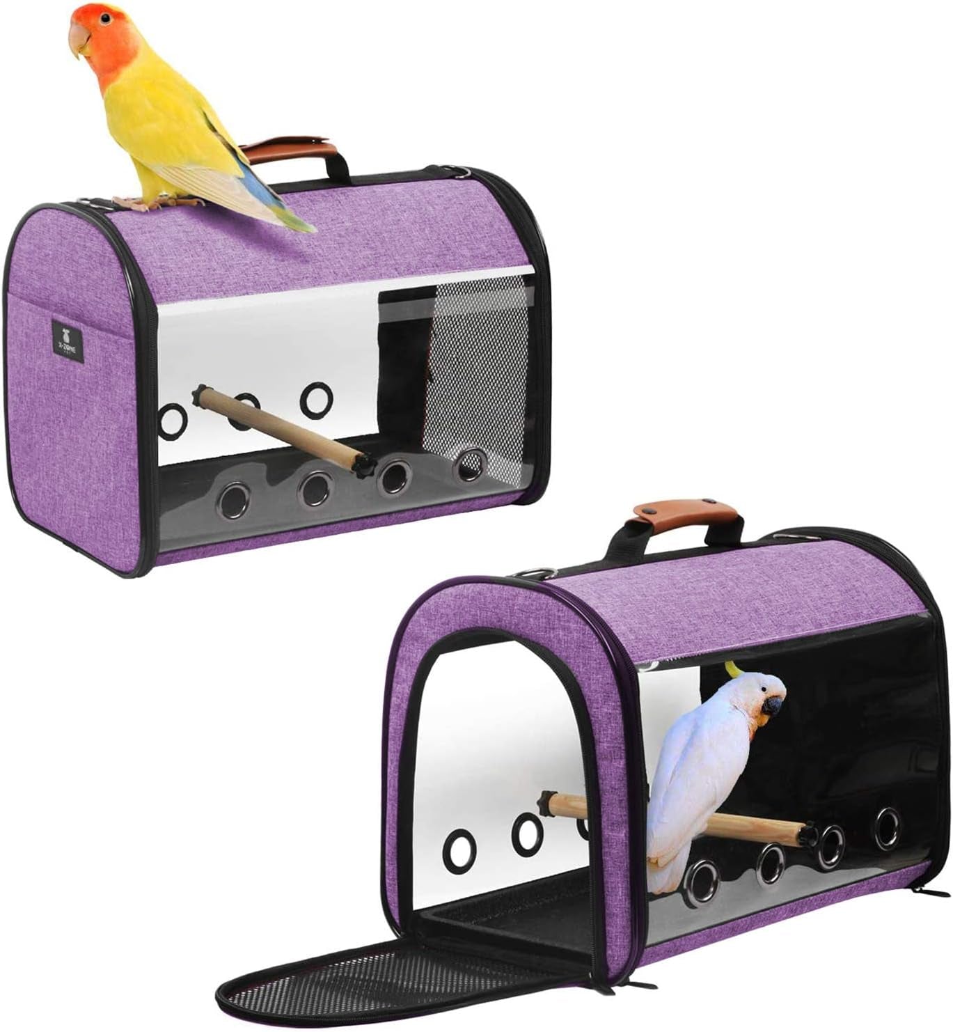 Bird Travel Bag Portable Pet Bird Parrot Carrier Transparent Breathable Travel Cage,Lightweight Bird Carrier,Bird Travel Cage (Carrier-Purple)