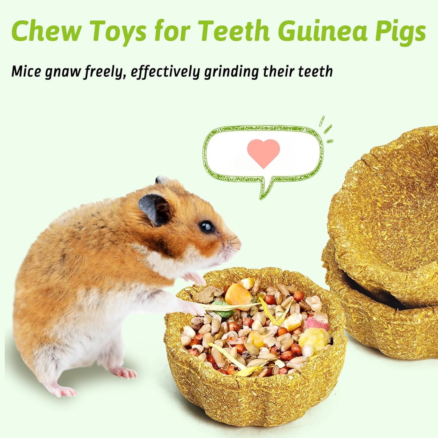 3 Pcs Hamster Edible Premium Timothy Hay Chew Bowl Pumpkin Blend Rabbit Treats for Teeth Chewing Chinchilla Chew & Decor Toys for Syrian Dwarf Hamsters Gerbils Mice