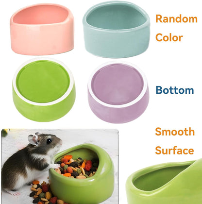 Ceramic Hamster Bowl Small Rat Food Bowl Hamster Dish Prevent Knocking Over, Food Splashing and Chewing Feeding Dish for Gerbil Chinchilla Rat (3 PCS)