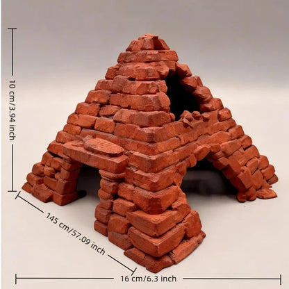 Fish Hideout House, Aquarium Decor, Fish Tank Decorations, Underwater Cave, Pyramid Shape, 3D Printed, Eco-Friendly, Easy to Attach, Small Fish Tank Shelter, Aquarium Supplies