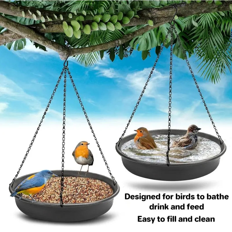 Outdoor Garden Bird Bath Tray, Hanging Bird Waterer, Bird Feeder, Bird Shower Basin, Gardening Accessory, Easy to Install, Bird Supplies