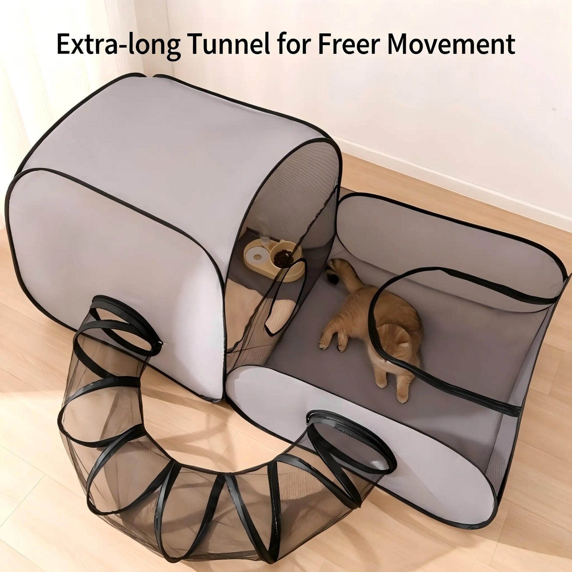 Portable Cat Tunnel Fence, Breathable Soft Tunnel, Indoor Outdoor Pet Enclosure, Cat Bed for Cats and Small Dogs, Includes Carry Bag