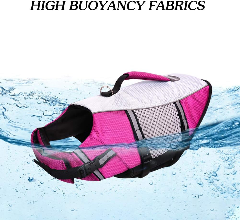 Dog Life Jacket Swimming Vest Small Medium Dogs Neoprene Water Boating Life Preserver Lightweight Reflective Cat Puppy Kayaking Lifesaver for French Bulldog,Yorkie Terrier,Bichon(Pink,S)