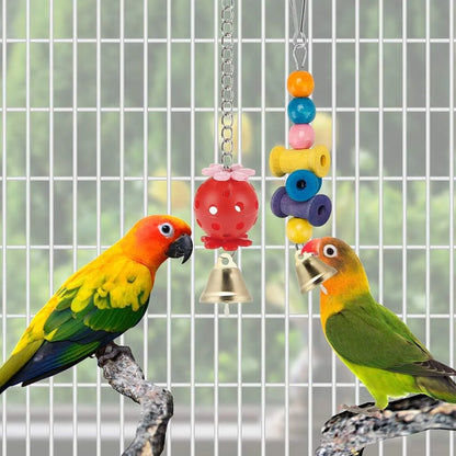 11PCS Bird Toys Parakeet Toys, Colorful Parrot Toy for Small Parakeets Cockatiels Conures Finches Swing Chewing Hanging Bell Cage Hammock Toy