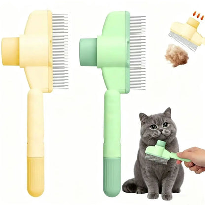 Professional Pet Comb for Dogs and Cats - Stainless Steel Teeth for Shedding and Tangle Removal, Self-Cleaning Design with Release Button