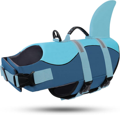 Dog Life Jacket - Pet Safety Vest for Swimming & Boating, Shark Life Jacket with Floatation, Dog Lifesavers Swimsuits for Small Medium Large Dogs (Deepblue, XL)