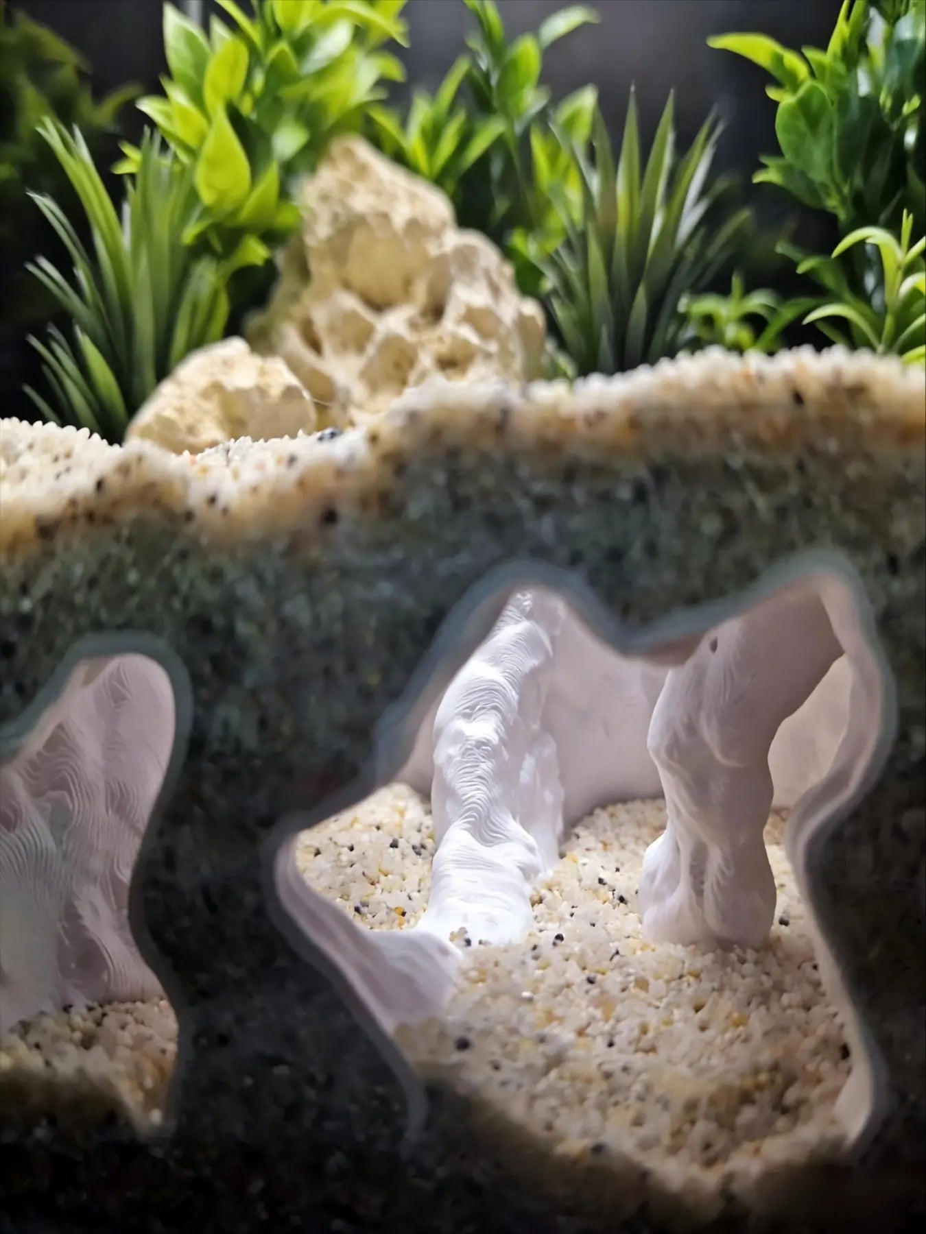 3D Printed Fish Tank Cave, Multi-Tunnel Escape Hideaway, Lava Texture, Betta Fish Tank Decor, Unique Aquatic Pet Habitat Decoration