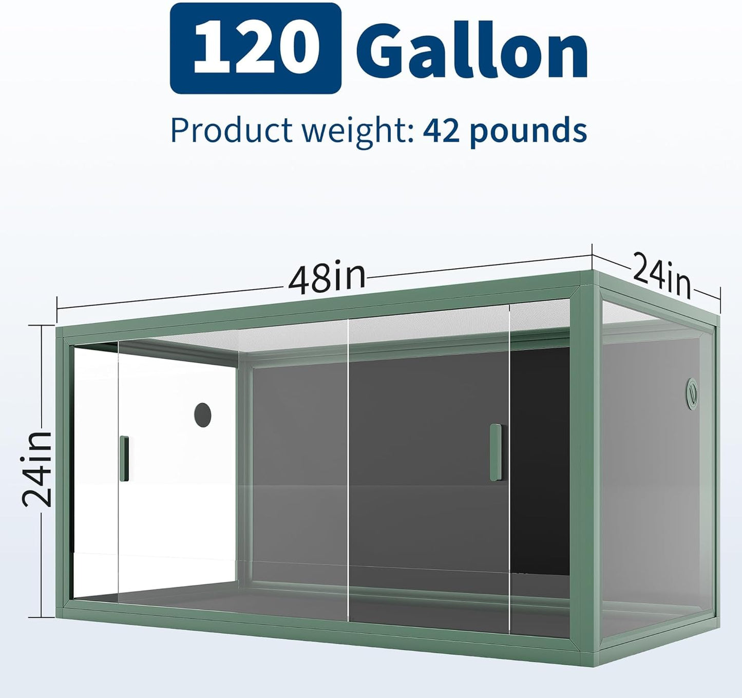 120 Gal Bearded Dragon Tank 4 X2 X2 Reptile Terrarium Enclosure with Sliding Glass Doors, Snake Enclosure Heavy Duty Top Screen Ventilation, Easy to Assemble Green
