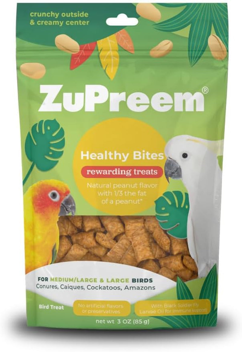 Healthy Bites, Rewarding Bird Treat, Medium/Large to Large Birds, No Artificial Flavors or Preservatives, Treat for Conures, Caiques, Cockatoos, and Amazons, 3Oz