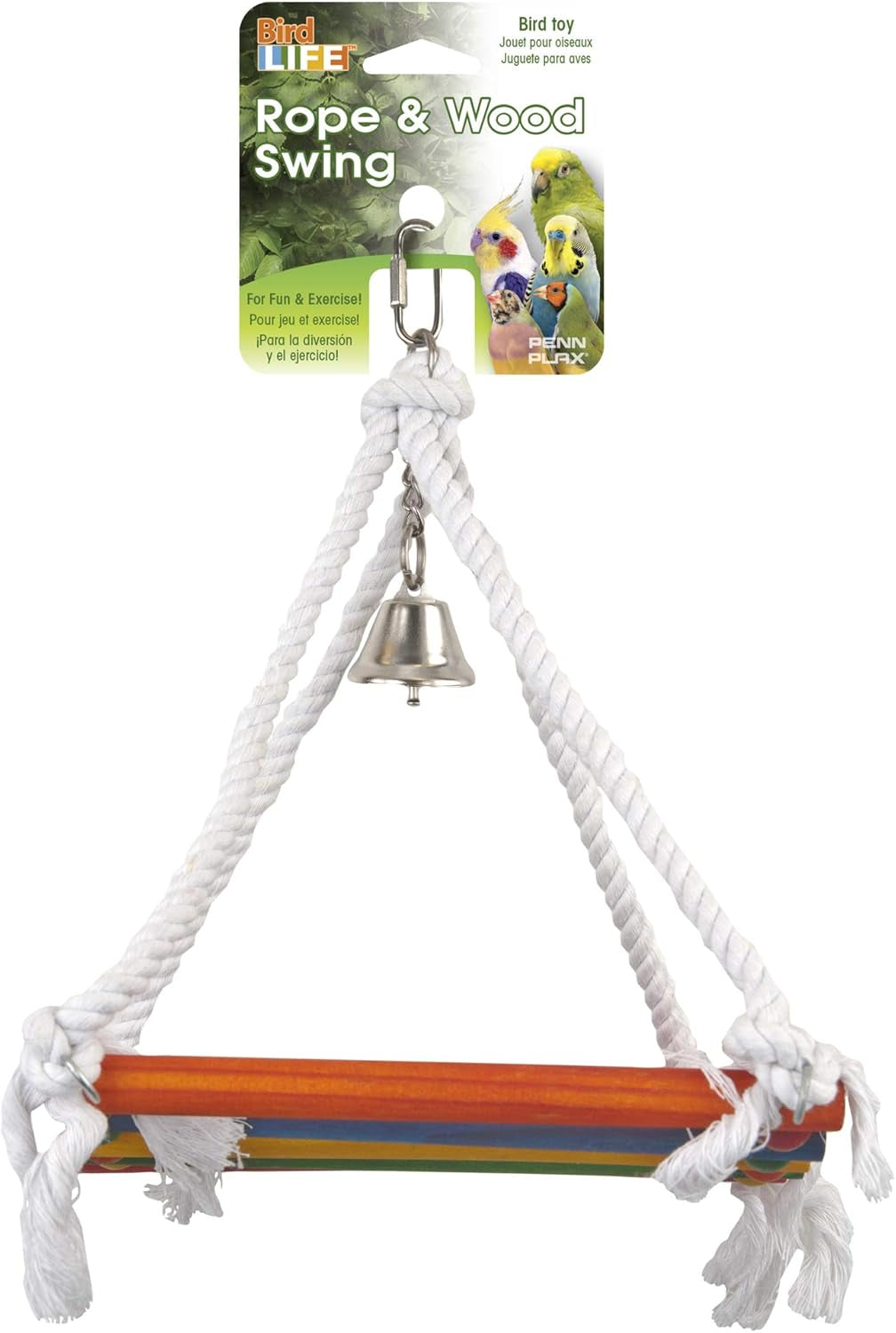 Rope and Wood Platform Swing Bird Toy with Bell - BA1218