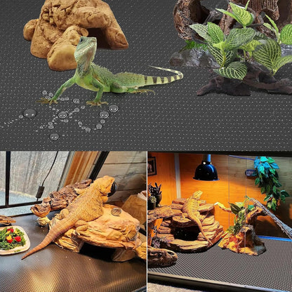Reptile Substrate Liner Terrarium Carpet, Bearded Dragon Tank Accessories, Non-Adhesive Reptile Carpet Reptile Flooring Mat Bedding for Leopard Gecko, Snake, Lizard, Tortoise, 17.7X39.4 Inch