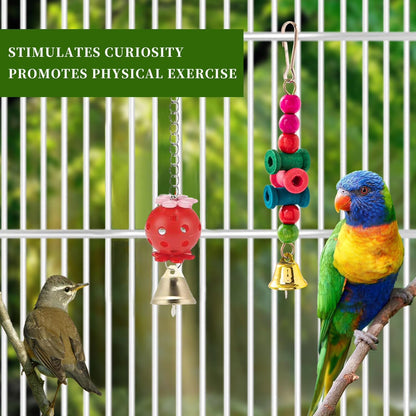11PCS Bird Toys Parakeet Toys, Colorful Parrot Toy for Small Parakeets Cockatiels Conures Finches Swing Chewing Hanging Bell Cage Hammock Toy