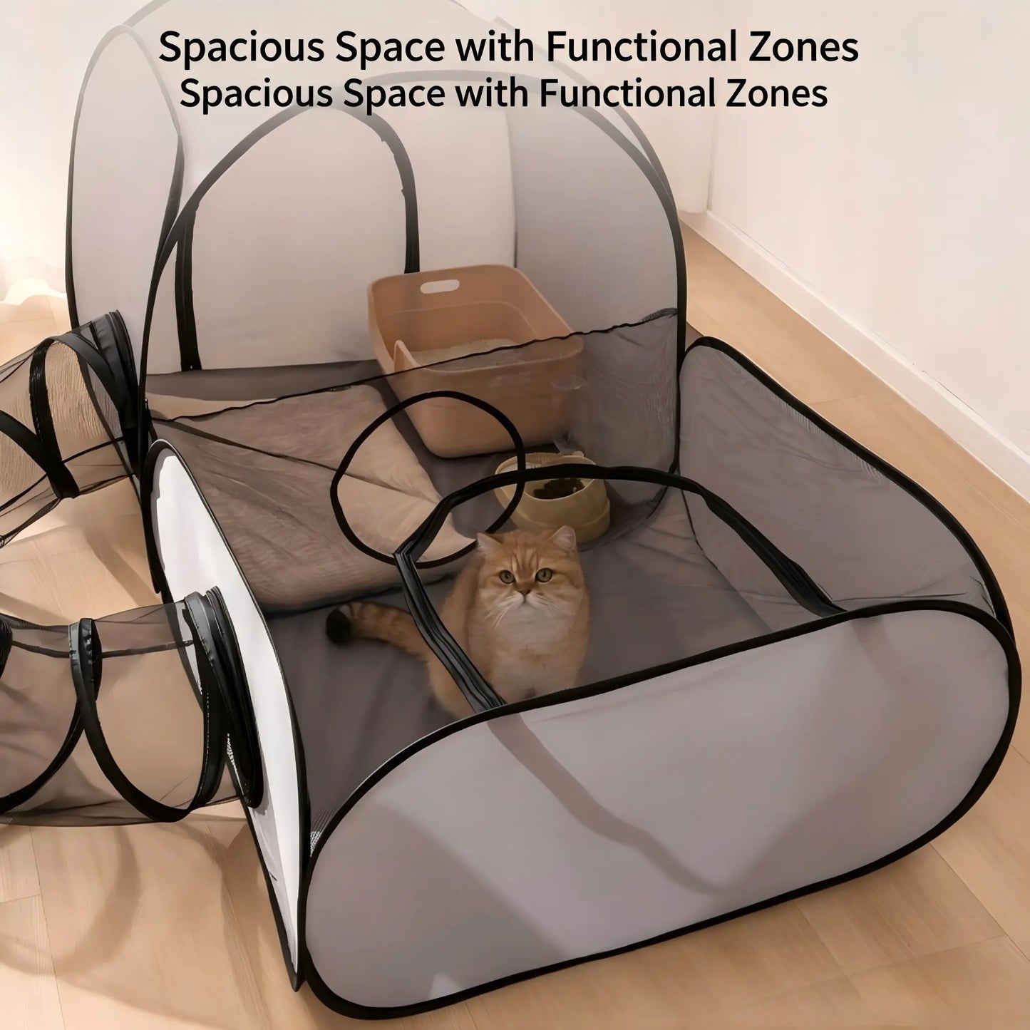 Portable Cat Tunnel Fence, Breathable Soft Tunnel, Indoor Outdoor Pet Enclosure, Cat Bed for Cats and Small Dogs, Includes Carry Bag