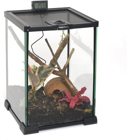 Glass Terrarium for Reptiles 12"X12"X18" – Stackable Reptile Enclosure for Inverts & Amphibians with Lock & Waterproof Base, Ideal Terrarium Tank for Chameleons, Geckos and Bioactive Setups