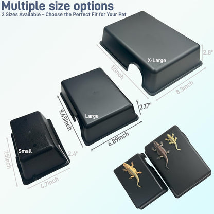 Durable Reptile Hide Box, Ball Python Hide, Leopard Gecko Hide, Bearded Dragon Hide, Easy to Clean Reptile Hides Cave for Tank, Snake Hide Enclosure (9.45" X 6.89" X 2.17" Large)