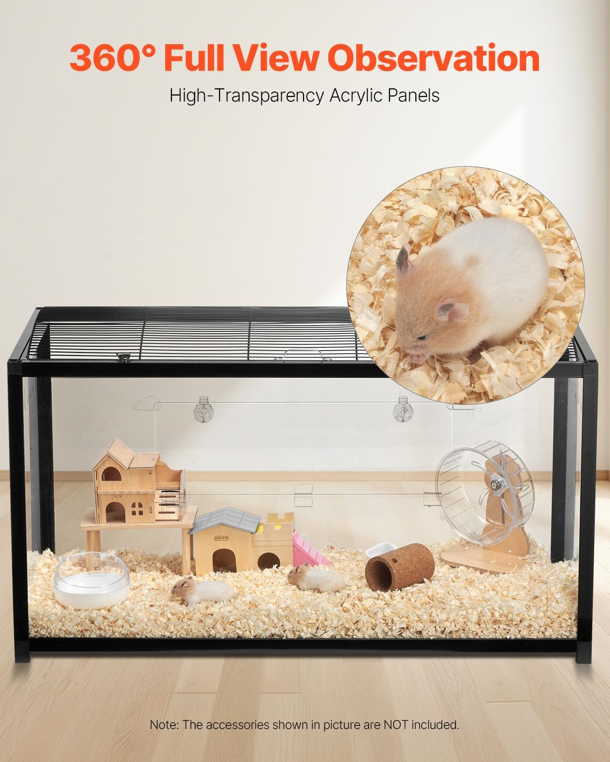 Hamster Cage, 360 Viewing Transparent Hamster Habitats, Small Animal Cage