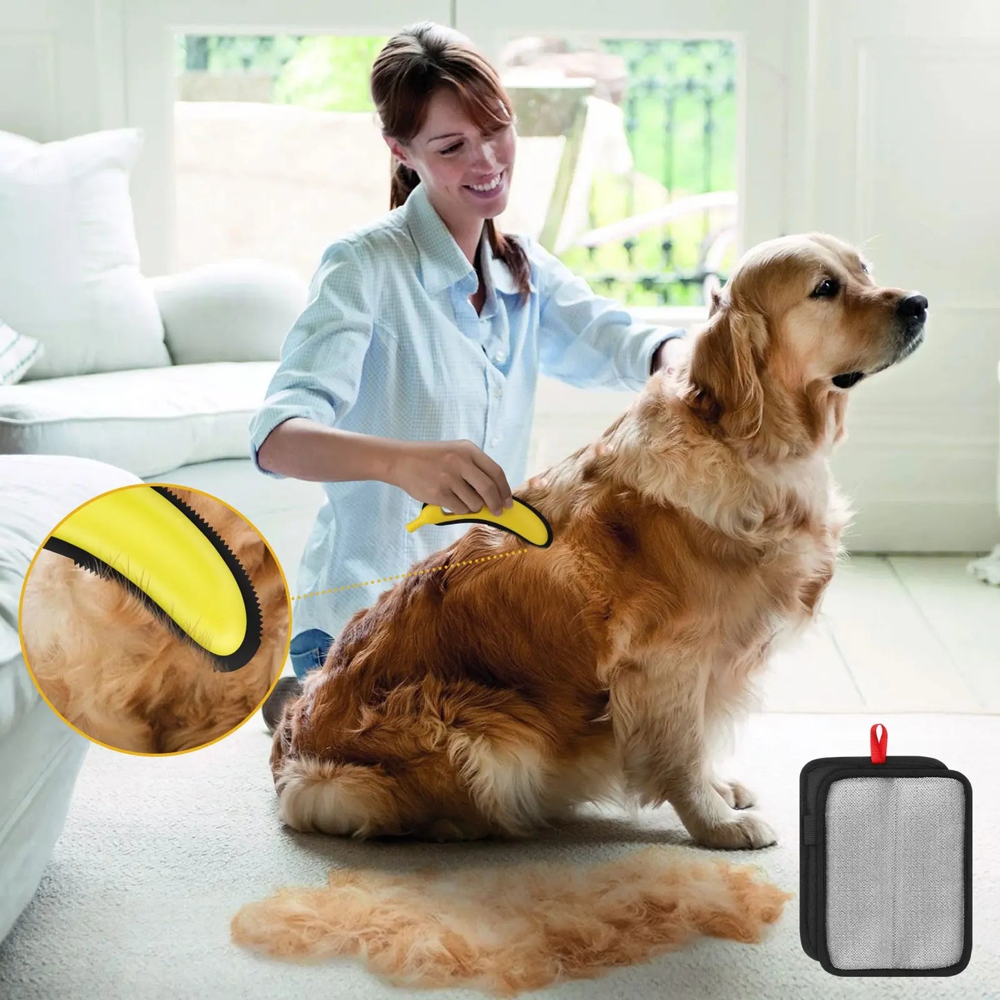 Adjustable Pet Hair Remover Brush with Hanging Ring - Versatile Cleaning Tool for Carpets and Floors, Ideal Gift for Pet Owners