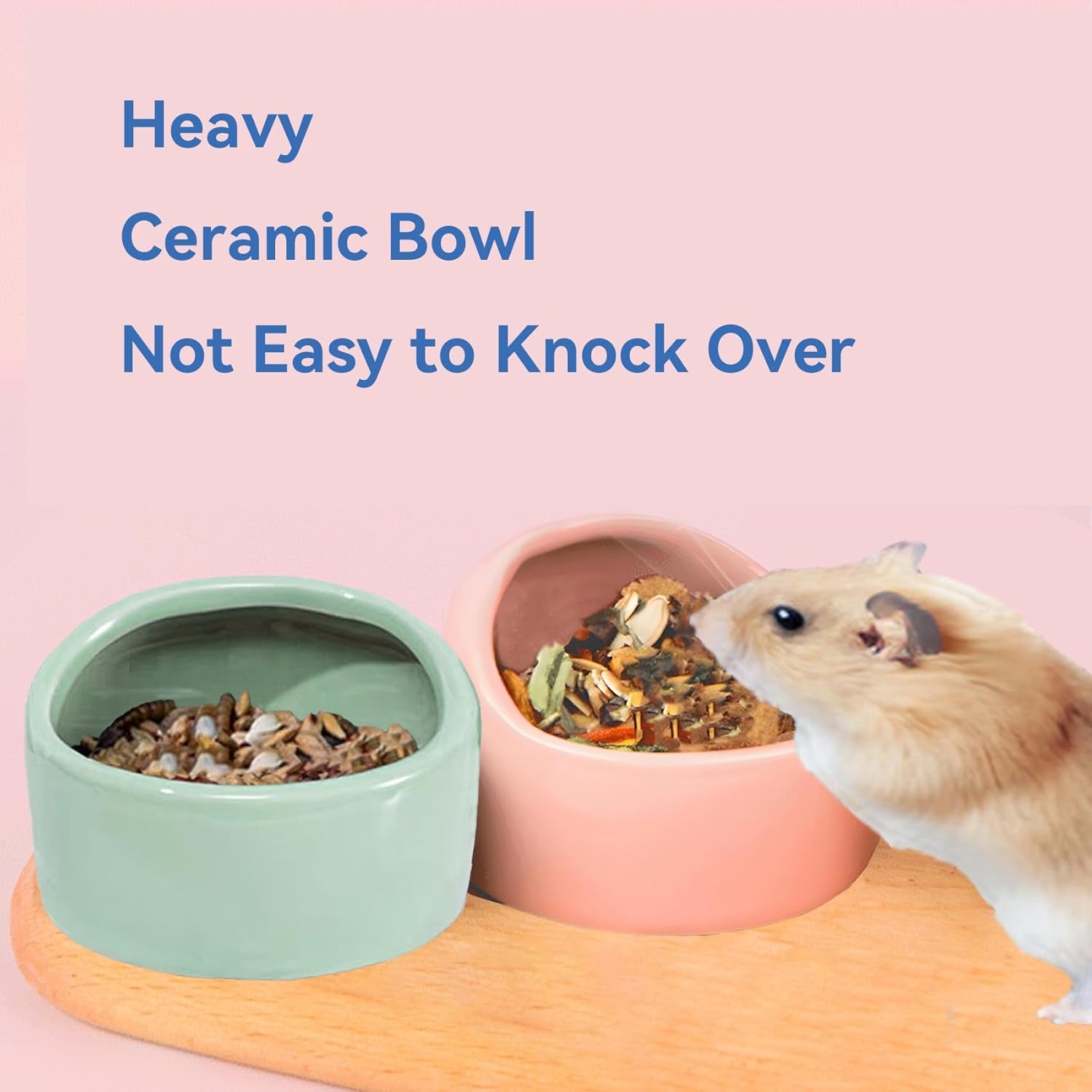 Ceramic Hamster Bowl Small Rat Food Bowl Hamster Dish Prevent Knocking Over, Food Splashing and Chewing Feeding Dish for Gerbil Chinchilla Rat (3 PCS)