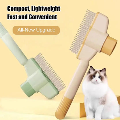 Professional Pet Comb for Dogs and Cats - Stainless Steel Teeth for Shedding and Tangle Removal, Self-Cleaning Design with Release Button