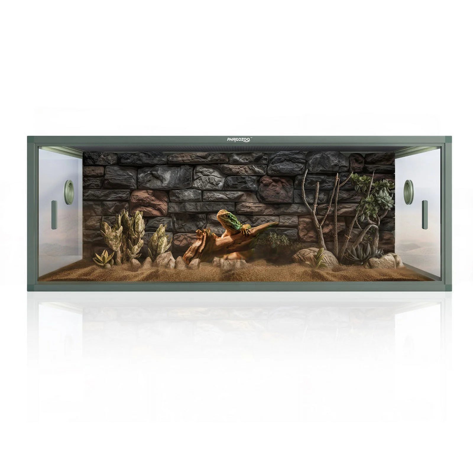 85 Gallon Glass Reptile Terrarium, 48X24X18, Front Openings, Leakproof Bottom, Top Screen Ventilation