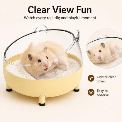 Hamster Sand Bath Container, Large Sandbox Toilet Gerbil Batheoom, Tiny Chinchilla Dust Bathtub Sand Bath Box for Hamster Cage Accessories 6.5 Inch - Blue