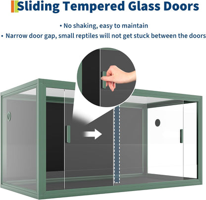 120 Gal Bearded Dragon Tank 4 X2 X2 Reptile Terrarium Enclosure with Sliding Glass Doors, Snake Enclosure Heavy Duty Top Screen Ventilation, Easy to Assemble Green