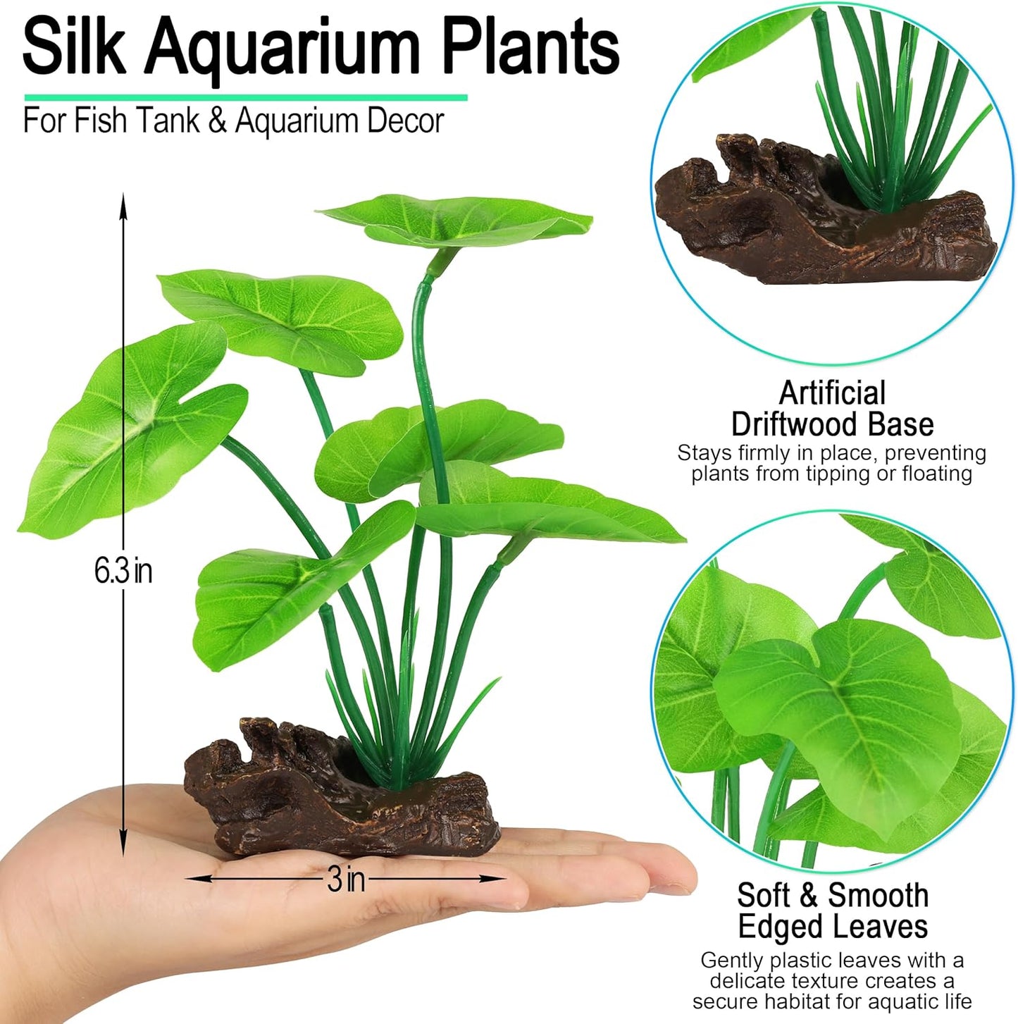 Fish Tank Decor, Silk Aquarium Plants and Hideaway Rock Cave Decor for Betta Fish Tank Accessories, Goldfish, Turtle Tank Decorations