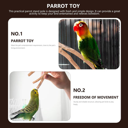 2Pcs Bird Parrot Perch Stand Poles, Natural Wooden Parrot Perch for Cage, Branches Fork Rod for Small Parakeets Cockatiels Conure Lovebirds Bird Cage Accessories