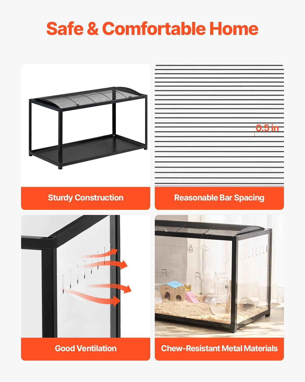 Hamster Cage, 360 Viewing Transparent Hamster Habitats, Small Animal Cage