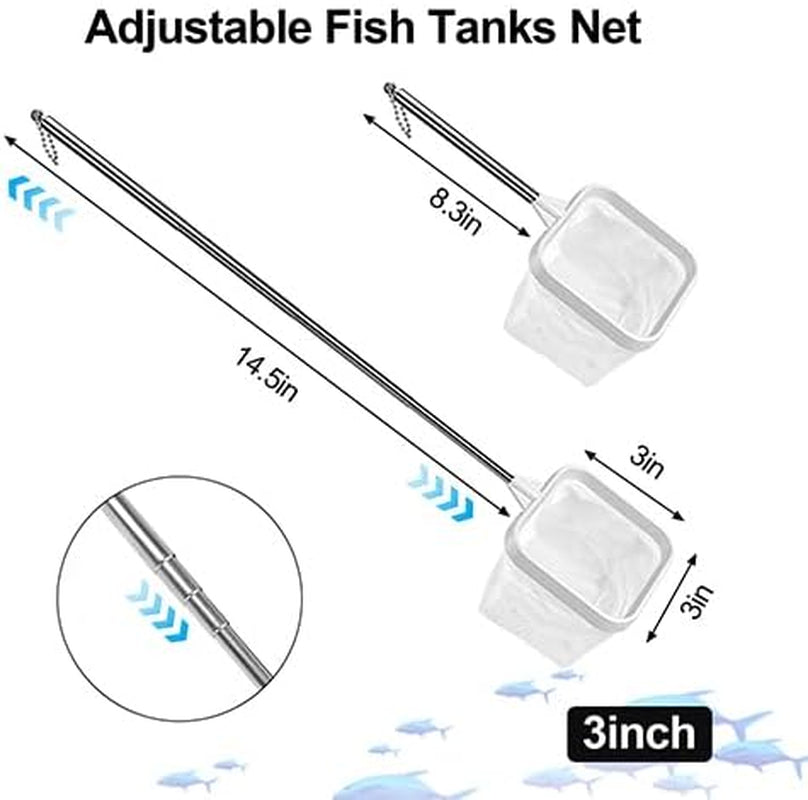 2-Pack White 3-Inch Aquarium Net – Small Fish Tank Tool for Shrimp & Bettas, Fast-Dry Mesh Scoop (Dual-Purpose Cleaner & Decor) by