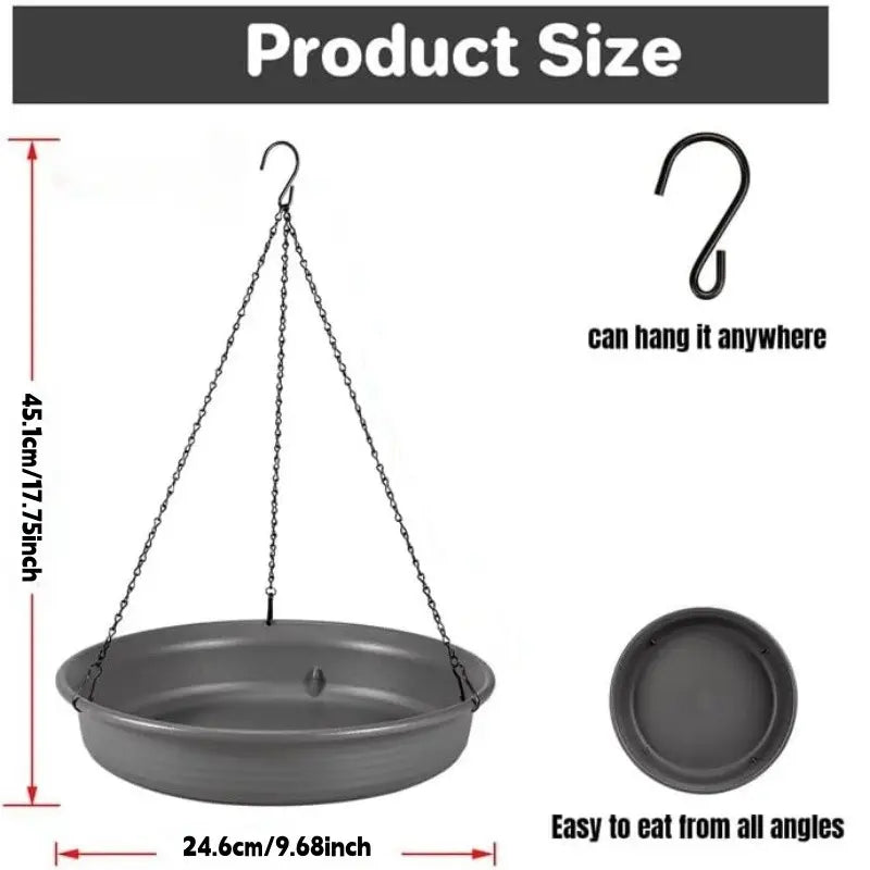Outdoor Garden Bird Bath Tray, Hanging Bird Waterer, Bird Feeder, Bird Shower Basin, Gardening Accessory, Easy to Install, Bird Supplies