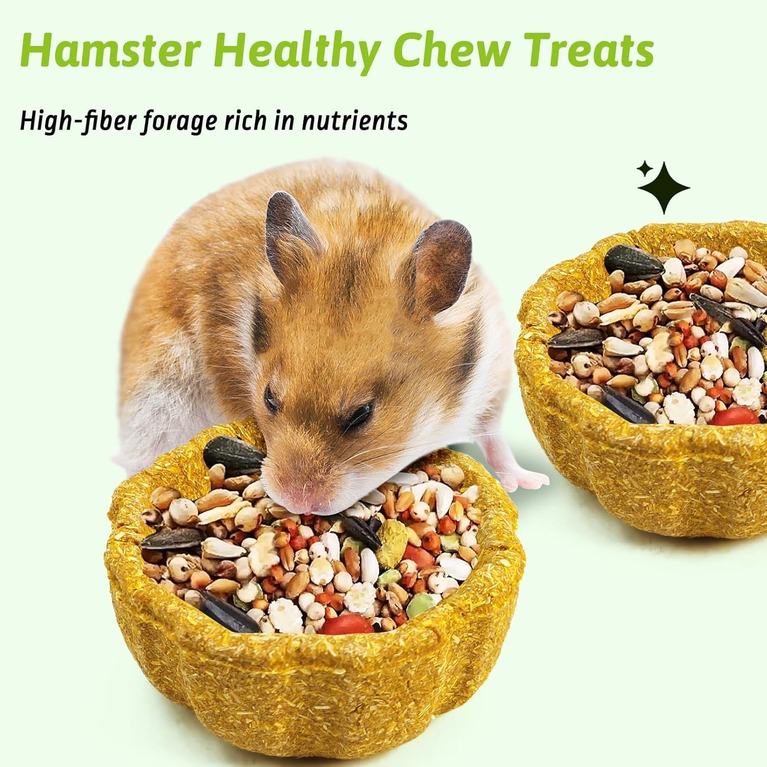 3 Pcs Hamster Edible Premium Timothy Hay Chew Bowl Pumpkin Blend Rabbit Treats for Teeth Chewing Chinchilla Chew & Decor Toys for Syrian Dwarf Hamsters Gerbils Mice