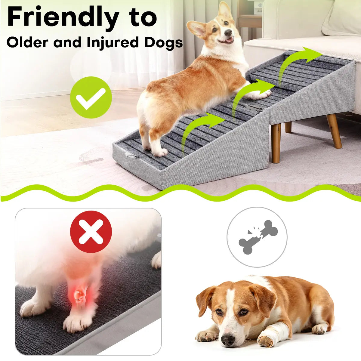 2-In-1 Convertible Home Step Stool 17'' Dog Stairs Ramp for Couch for all sized dogs