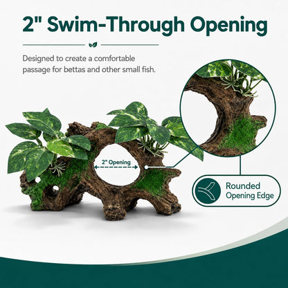 Aquarium Decorations Cave Silk Aquarium Plants Betta Fish Tank Decor Ornament, Soft & Safe Fish Tank Accessories, Goldfish Bowl Decor Artificial Driftwood